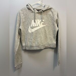Nike Women's Light Gray Cropped Hoodie